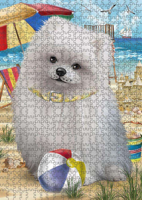 Pet Friendly Beach Pomeranian Dog Puzzle with Photo Tin PUZL53925