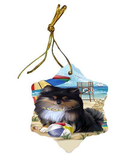 Pet Friendly Beach Pomeranian Dog Star Porcelain Ornament SPOR50063