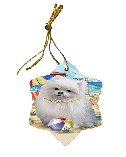 Pet Friendly Beach Pomeranian Dog Star Porcelain Ornament SPOR50065