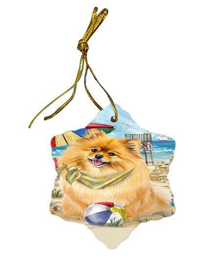 Pet Friendly Beach Pomeranian Dog Star Porcelain Ornament SPOR50067