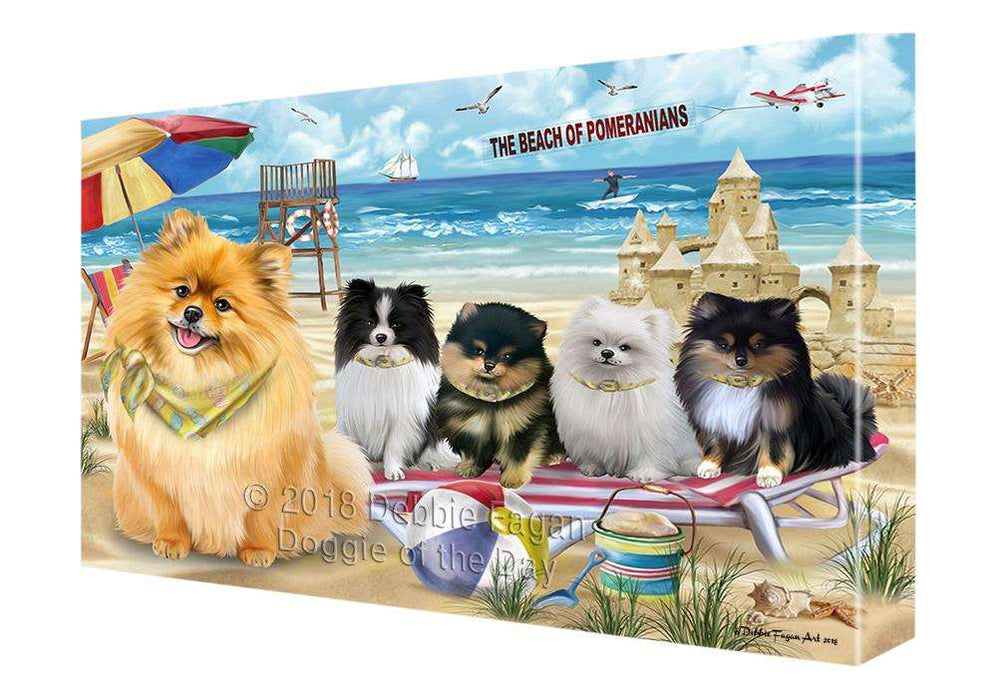 Pet Friendly Beach Pomeranians Dog Canvas Wall Art CVS66382