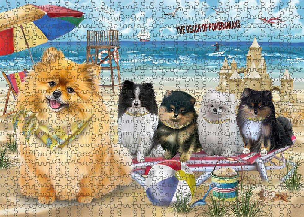 Pet Friendly Beach Pomeranians Dog Puzzle with Photo Tin PUZL53916