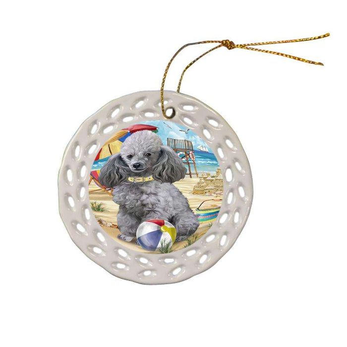 Pet Friendly Beach Poodle Dog Ceramic Doily Ornament DPOR48666