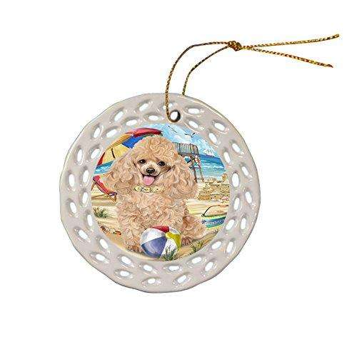 Pet Friendly Beach Poodle Dog Ceramic Doily Ornament DPOR48668