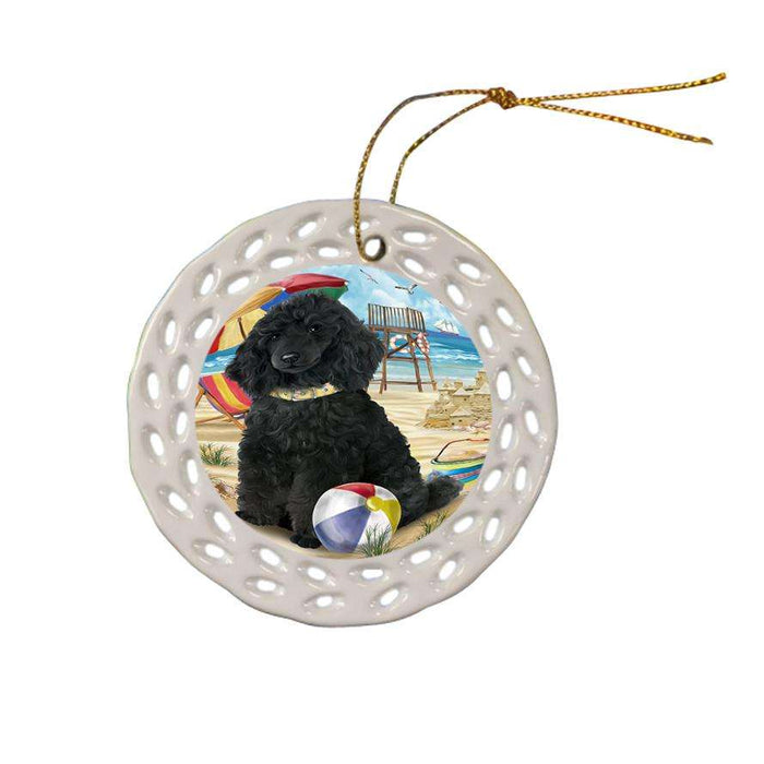 Pet Friendly Beach Poodle Dog Ceramic Doily Ornament DPOR48669