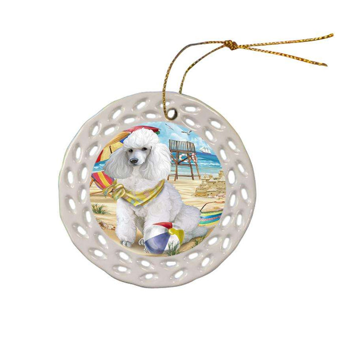 Pet Friendly Beach Poodle Dog Ceramic Doily Ornament DPOR48670