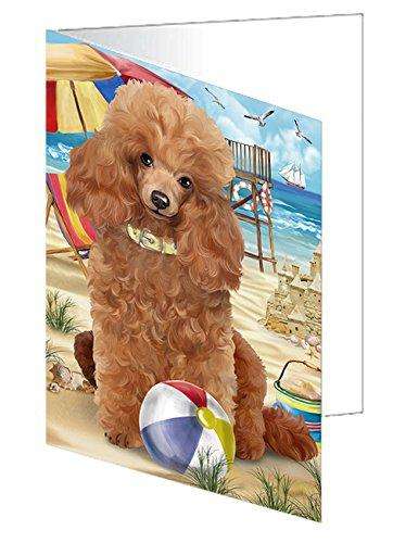 Pet Friendly Beach Poodle Dog Handmade Artwork Assorted Pets Greeting Cards and Note Cards with Envelopes for All Occasions and Holiday Seasons GCD50030