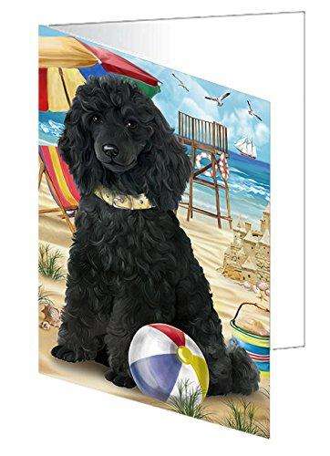 Pet Friendly Beach Poodle Dog Handmade Artwork Assorted Pets Greeting Cards and Note Cards with Envelopes for All Occasions and Holiday Seasons GCD50036