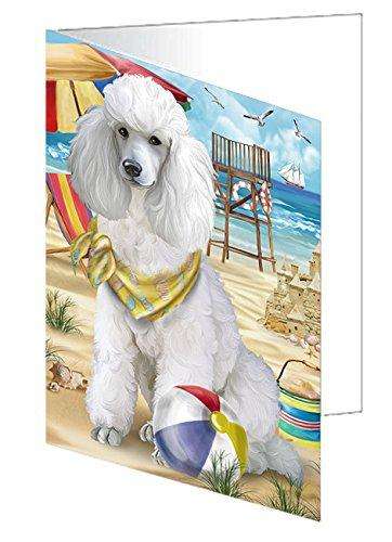 Pet Friendly Beach Poodle Dog Handmade Artwork Assorted Pets Greeting Cards and Note Cards with Envelopes for All Occasions and Holiday Seasons GCD50039