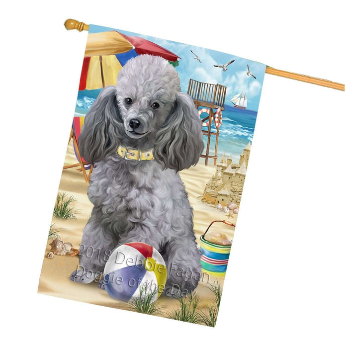 Pet Friendly Beach Poodle Dog House Flag FLG48631