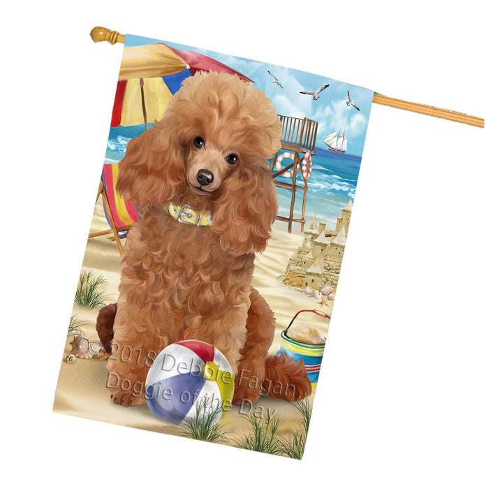 Pet Friendly Beach Poodle Dog House Flag FLG48632