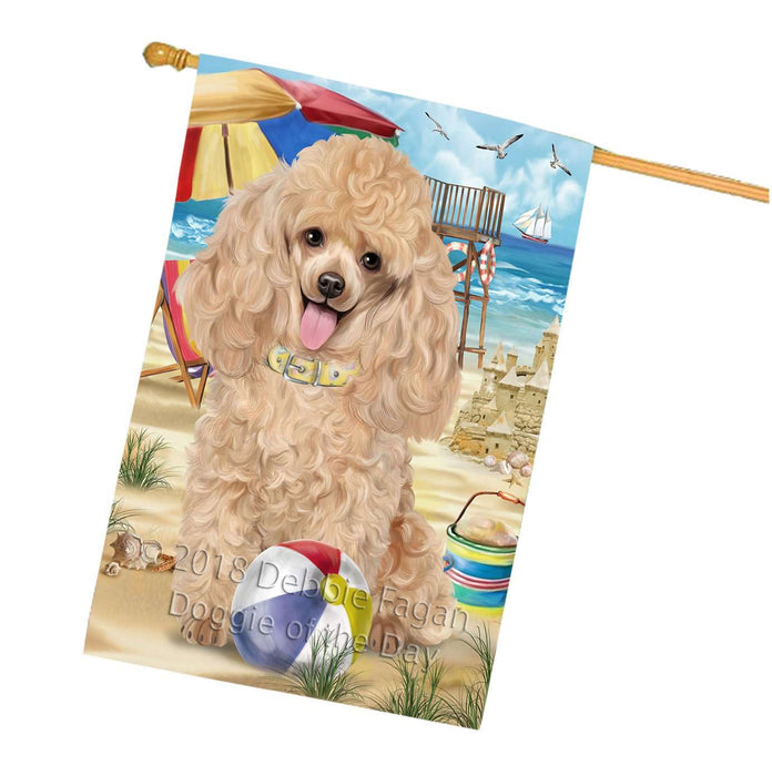 Pet Friendly Beach Poodle Dog House Flag FLG48633