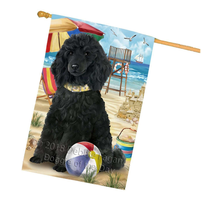 Pet Friendly Beach Poodle Dog House Flag FLG48634