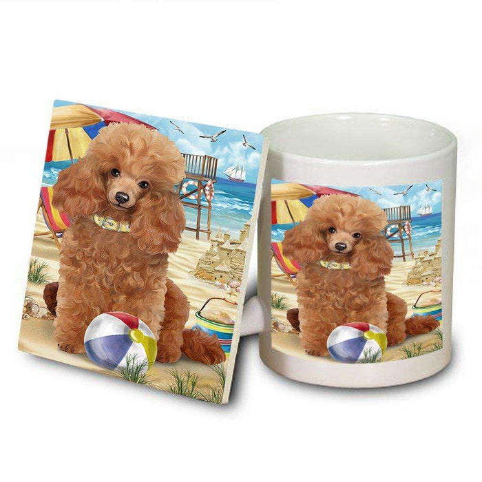 Pet Friendly Beach Poodle Dog Mug and Coaster Set MUC48659