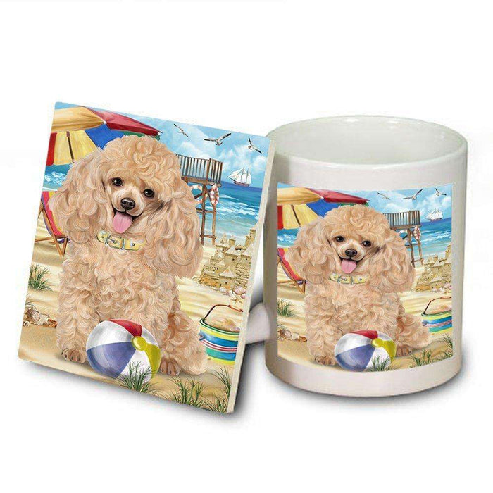 Pet Friendly Beach Poodle Dog Mug and Coaster Set MUC48660