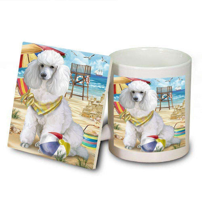 Pet Friendly Beach Poodle Dog Mug and Coaster Set MUC48662