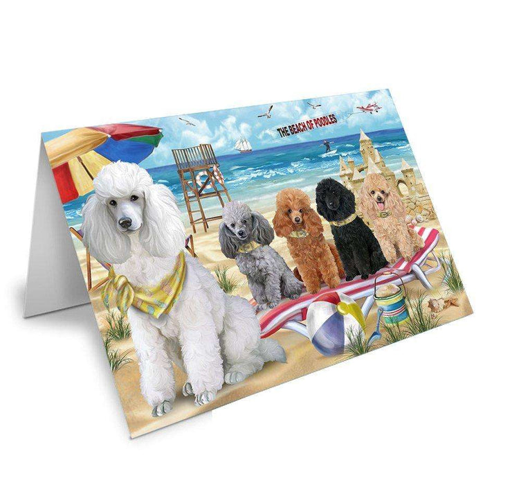 Pet Friendly Beach Poodles Dog Handmade Artwork Assorted Pets Greeting Cards and Note Cards with Envelopes for All Occasions and Holiday Seasons GCD50024