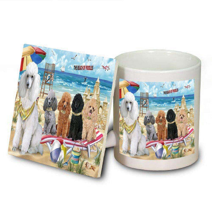Pet Friendly Beach Poodles Dog Mug and Coaster Set MUC48657