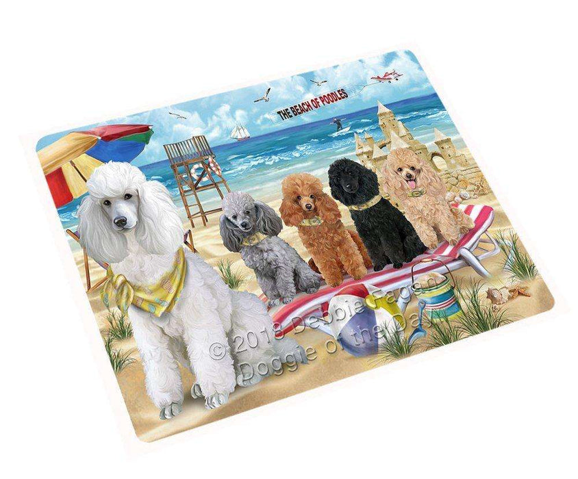 Pet Friendly Beach Poodles Dog Tempered Cutting Board C49689
