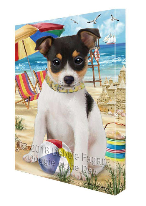 Pet Friendly Beach Rat Terrier Dog Canvas Wall Art CVS66445