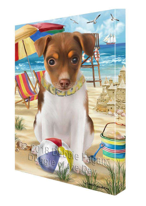 Pet Friendly Beach Rat Terrier Dog Canvas Wall Art CVS66454