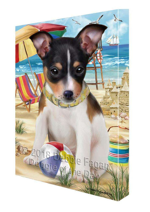 Pet Friendly Beach Rat Terrier Dog Canvas Wall Art CVS66463