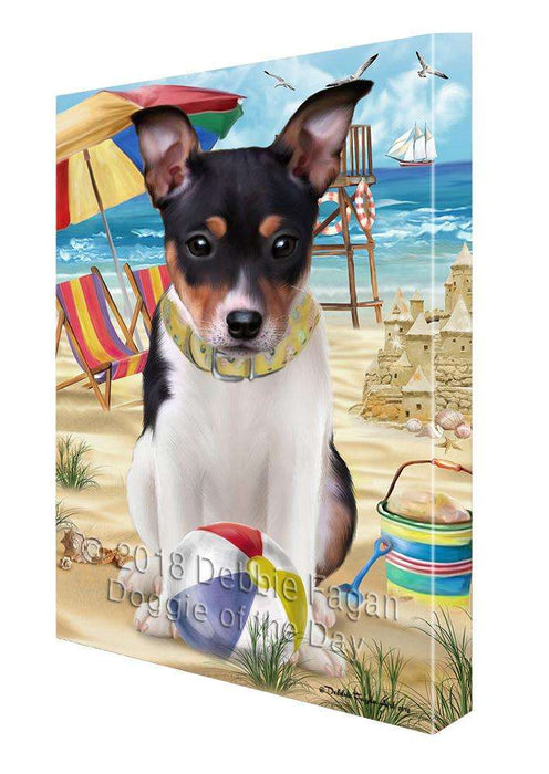 Pet Friendly Beach Rat Terrier Dog Canvas Wall Art CVS66472