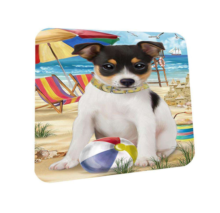 Pet Friendly Beach Rat Terrier Dog Coasters Set of 4 CST50036 Coasters Set of 4 CST50036