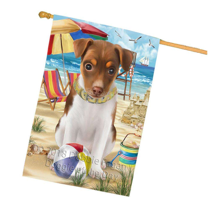 Pet Friendly Beach Rat Terrier Dog House Flag FLG50043