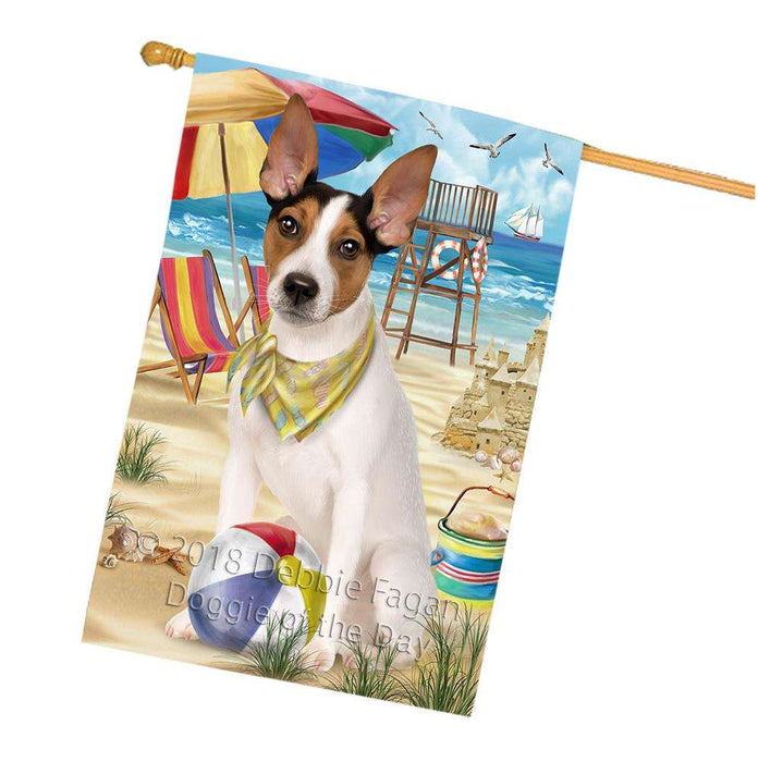 Pet Friendly Beach Rat Terrier Dog House Flag FLG50046