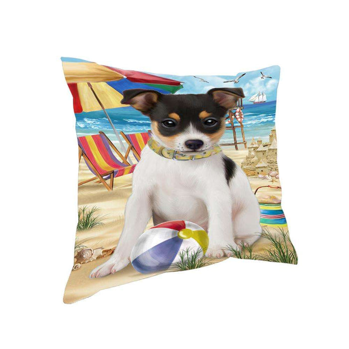 Pet Friendly Beach Rat Terrier Dog Pillow PIL56164