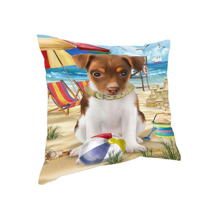 Pet Friendly Beach Rat Terrier Dog Pillow PIL56168