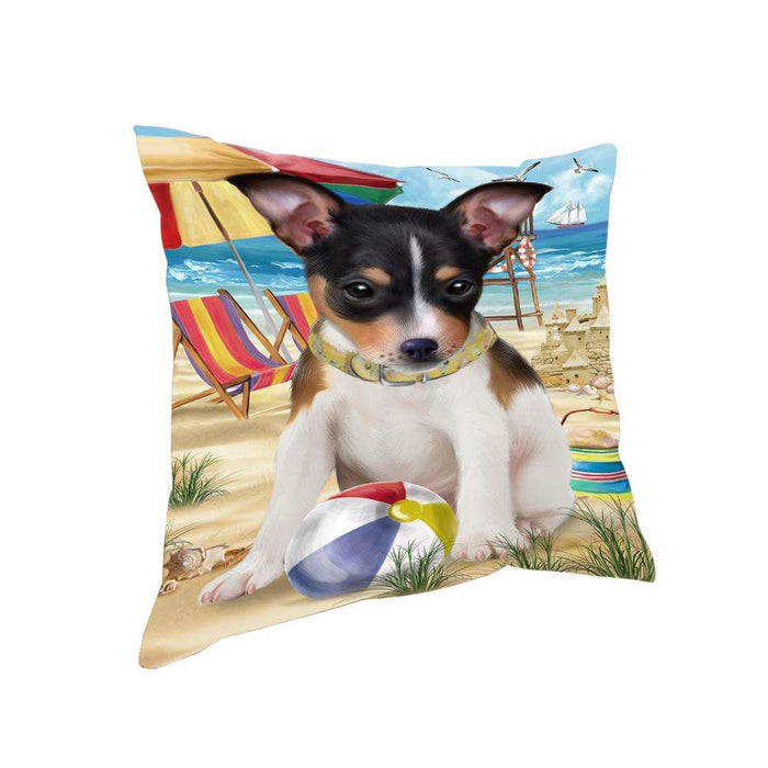 Pet Friendly Beach Rat Terrier Dog Pillow PIL56172
