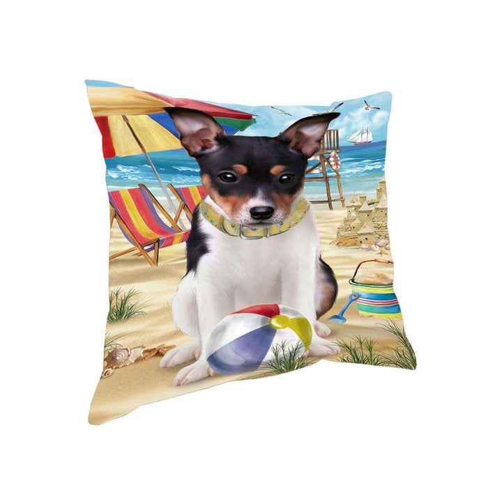Pet Friendly Beach Rat Terrier Dog Pillow PIL56176