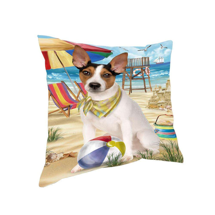 Pet Friendly Beach Rat Terrier Dog Pillow PIL56180