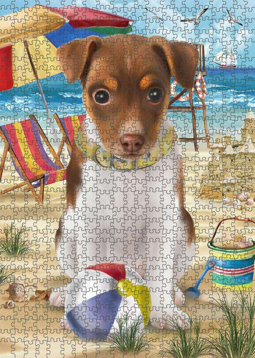 Pet Friendly Beach Rat Terrier Dog Puzzle with Photo Tin PUZL53940