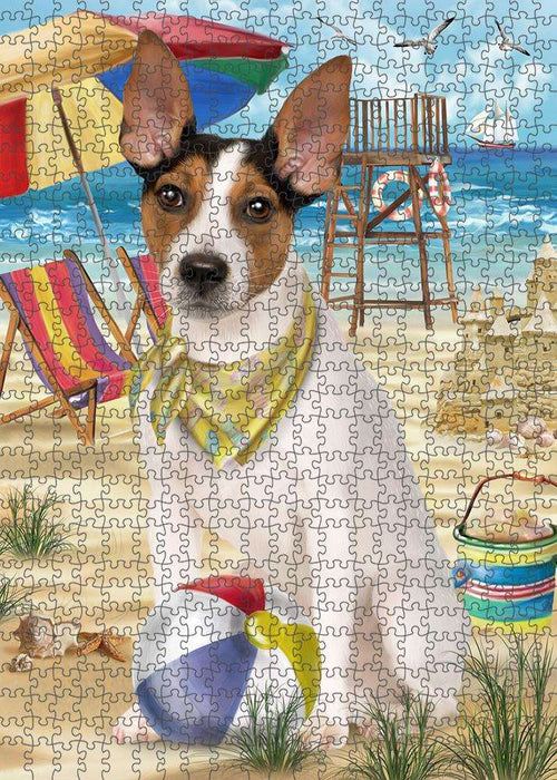 Pet Friendly Beach Rat Terrier Dog Puzzle with Photo Tin PUZL53949