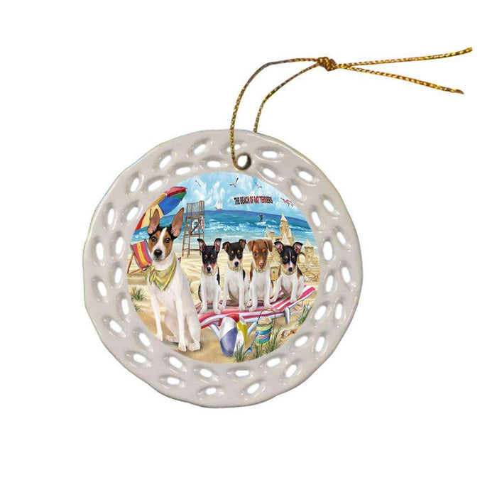 Pet Friendly Beach Rat Terriers Dog Ceramic Doily Ornament DPOR50076