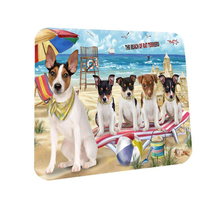 Pet Friendly Beach Rat Terriers Dog Coasters Set of 4 CST50035 Coasters Set of 4 CST50035