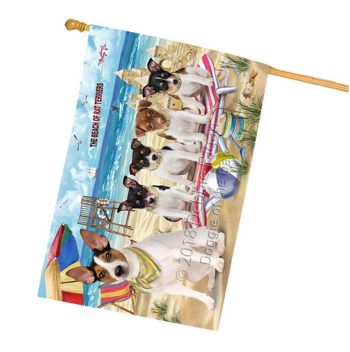 Pet Friendly Beach Rat Terriers Dog House Flag FLG50041