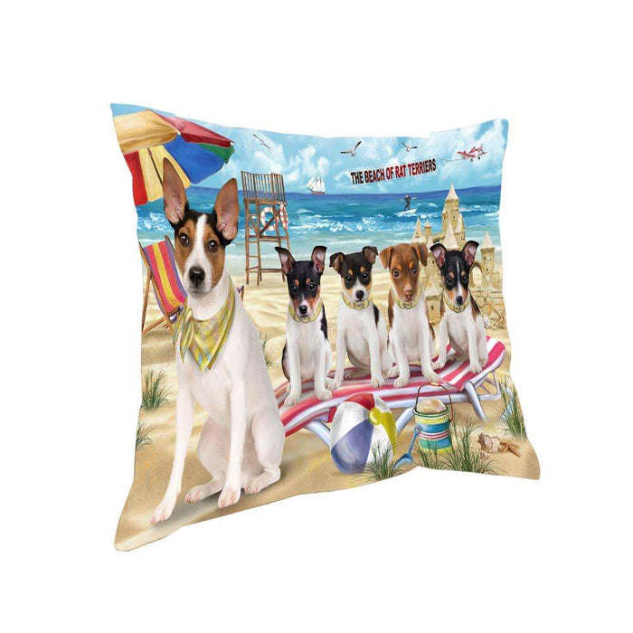 Pet Friendly Beach Rat Terriers Dog Pillow PIL56160