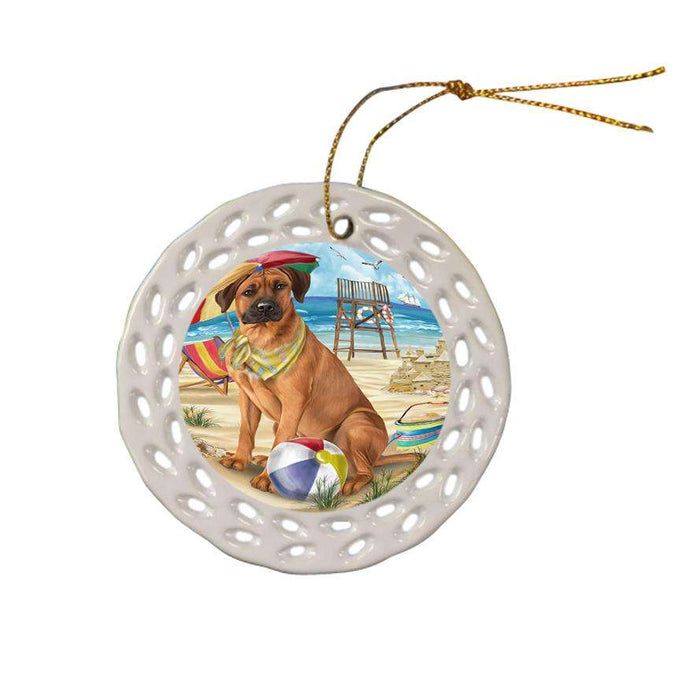 Pet Friendly Beach Rhodesian Ridgeback Dog Ceramic Doily Ornament DPOR48676