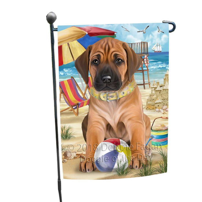 Pet Friendly Beach Rhodesian Ridgeback Dog Garden Flag GFLG48582