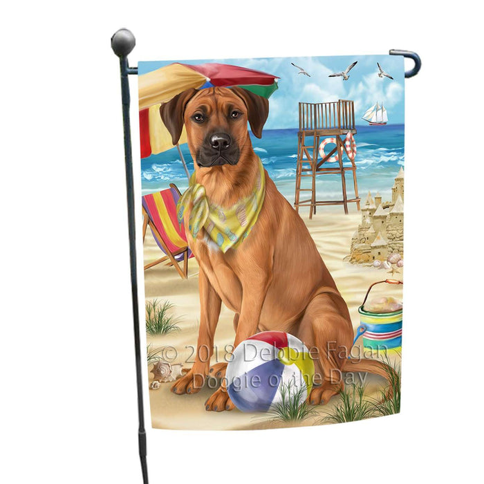 Pet Friendly Beach Rhodesian Ridgeback Dog Garden Flag GFLG48585