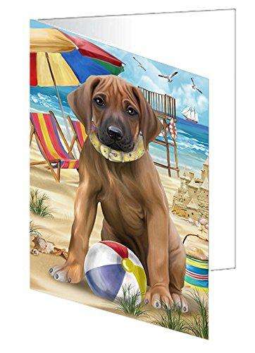 Pet Friendly Beach Rhodesian Ridgeback Dog Handmade Artwork Assorted Pets Greeting Cards and Note Cards with Envelopes for All Occasions and Holiday Seasons GCD50051