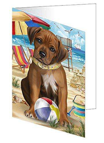 Pet Friendly Beach Rhodesian Ridgeback Dog Handmade Artwork Assorted Pets Greeting Cards and Note Cards with Envelopes for All Occasions and Holiday Seasons GCD50054