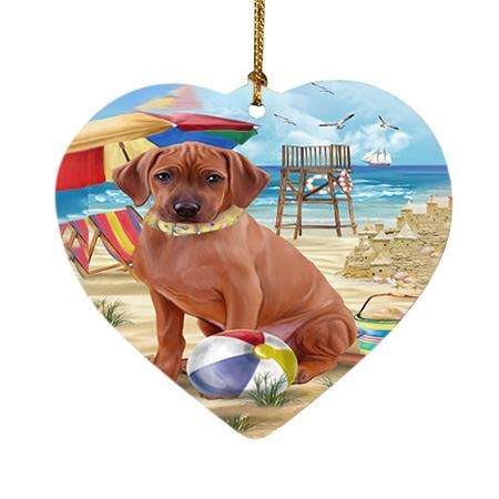 Pet Friendly Beach Rhodesian Ridgeback Dog Heart Christmas Ornament HPOR48672