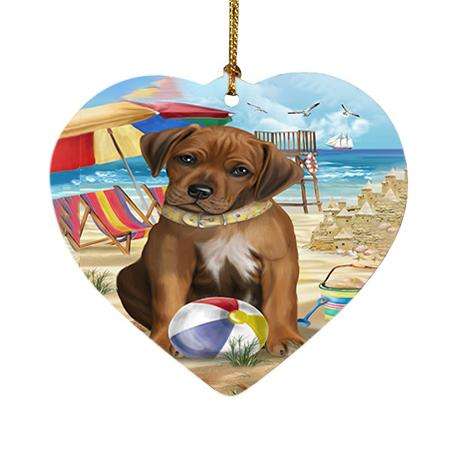 Pet Friendly Beach Rhodesian Ridgeback Dog Heart Christmas Ornament HPOR48675