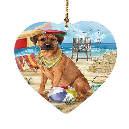 Pet Friendly Beach Rhodesian Ridgeback Dog Heart Christmas Ornament HPOR48676