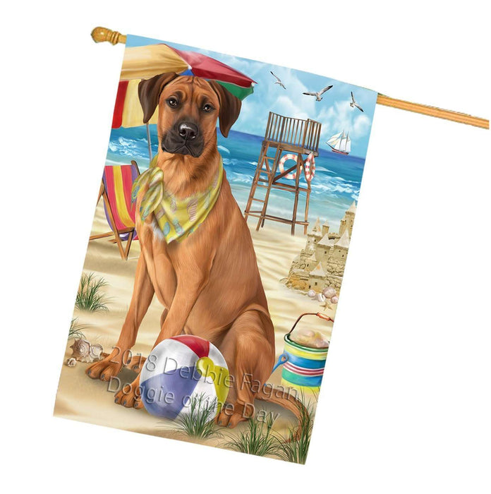 Pet Friendly Beach Rhodesian Ridgeback Dog House Flag FLG48641